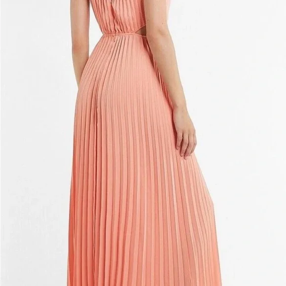 NWOT Express Coral and Pink Pleated Gown for Weddings - Picture 2 of 7